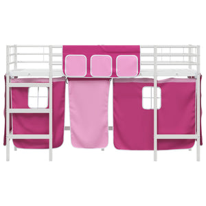 Struttura del Letto Loft per Bambini con Tendine Bianco e Rosa 42020822