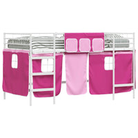 Struttura del Letto Loft per Bambini con Tendine Bianco e Rosa 42020825