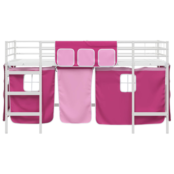 Struttura del Letto Loft per Bambini con Tendine Bianco e Rosa 42020825