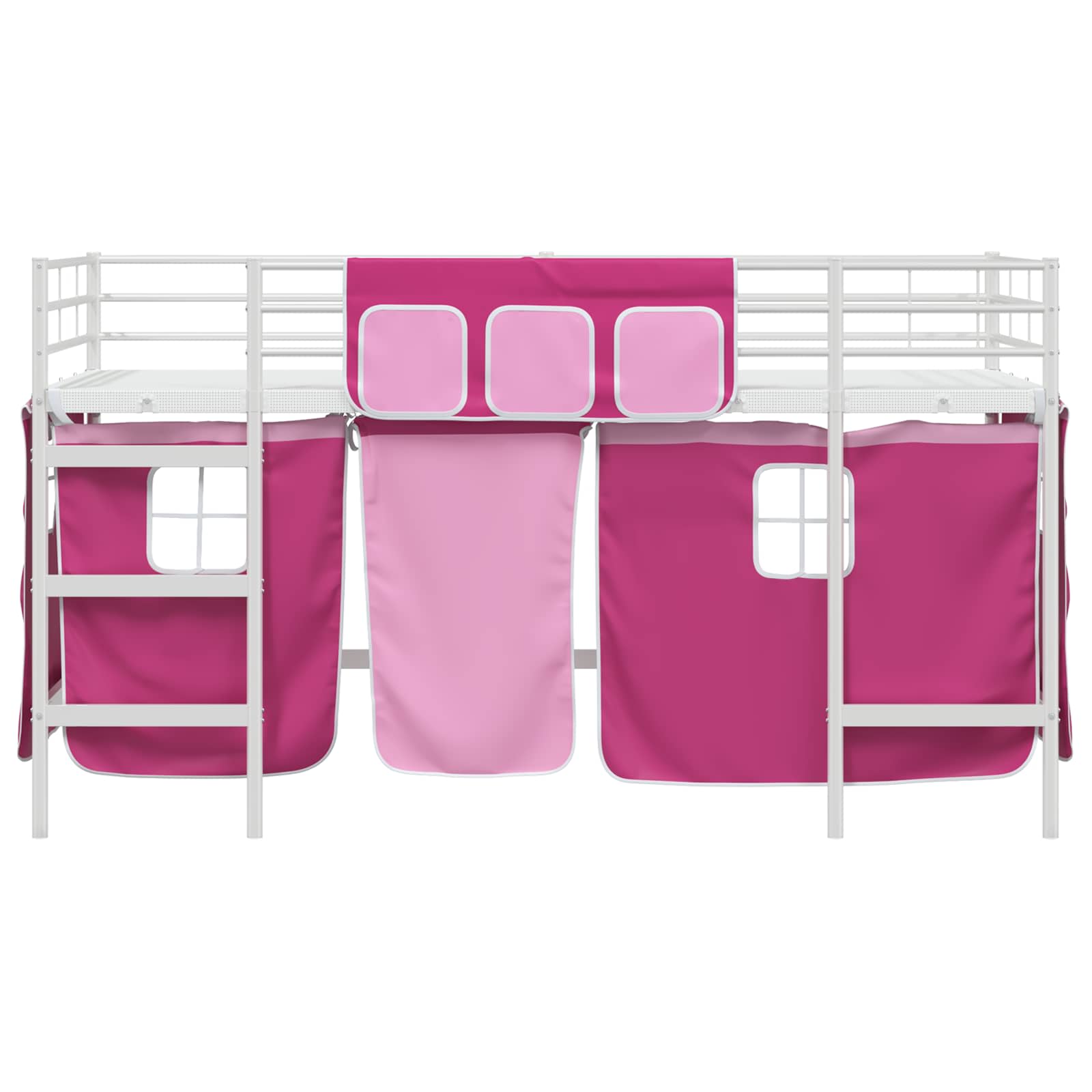 Struttura del Letto Loft per Bambini con Tendine Bianco e Rosa 42020827