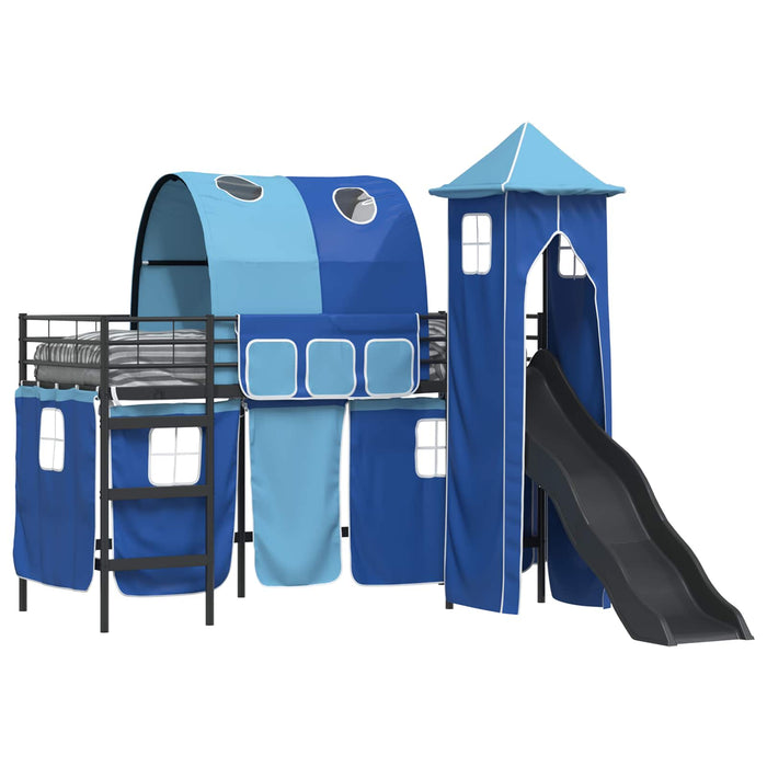Struttura del letto loft per bambini Nero e Blu 74,5 x 190 cm