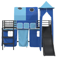 Struttura del letto loft per bambini Nero e Blu 74,5 x 190 cm
