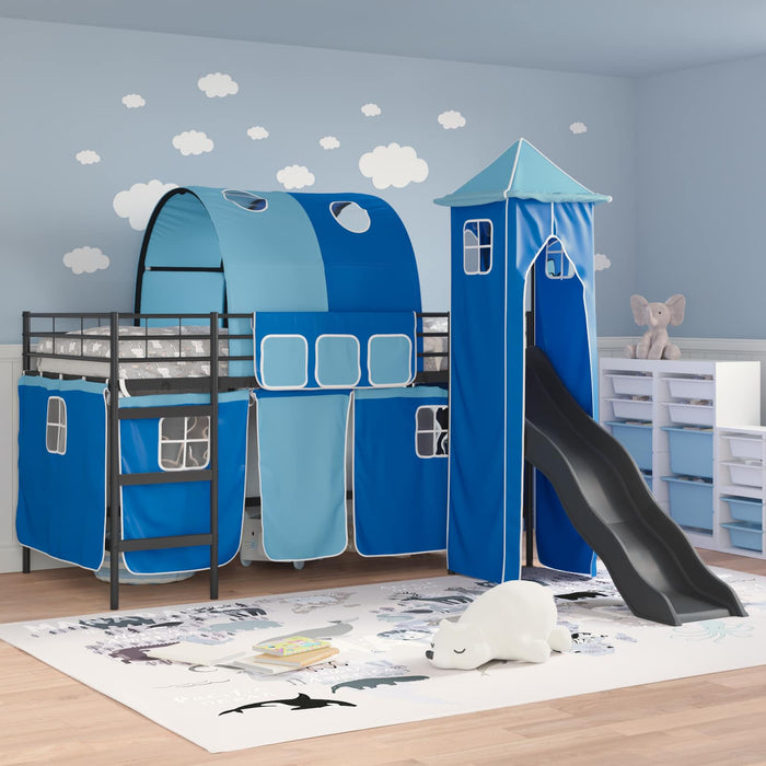 Struttura del letto loft per bambini Nero e Blu 90 x 200 cm
