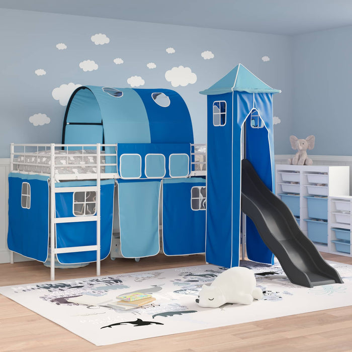 Struttura del letto loft per bambini Bianco e Blu 79,5 x 200 cm