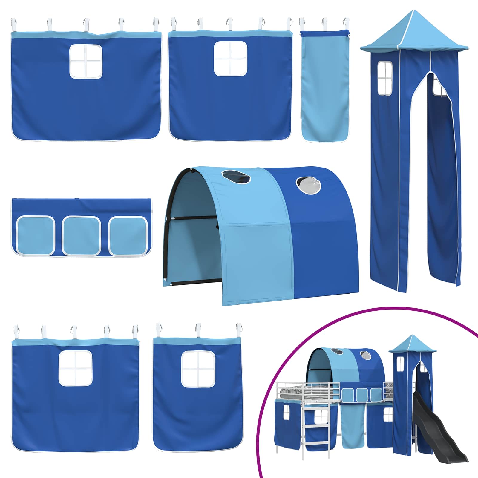 Struttura del letto loft per bambini Bianco e Blu 99,5 x 200 cm