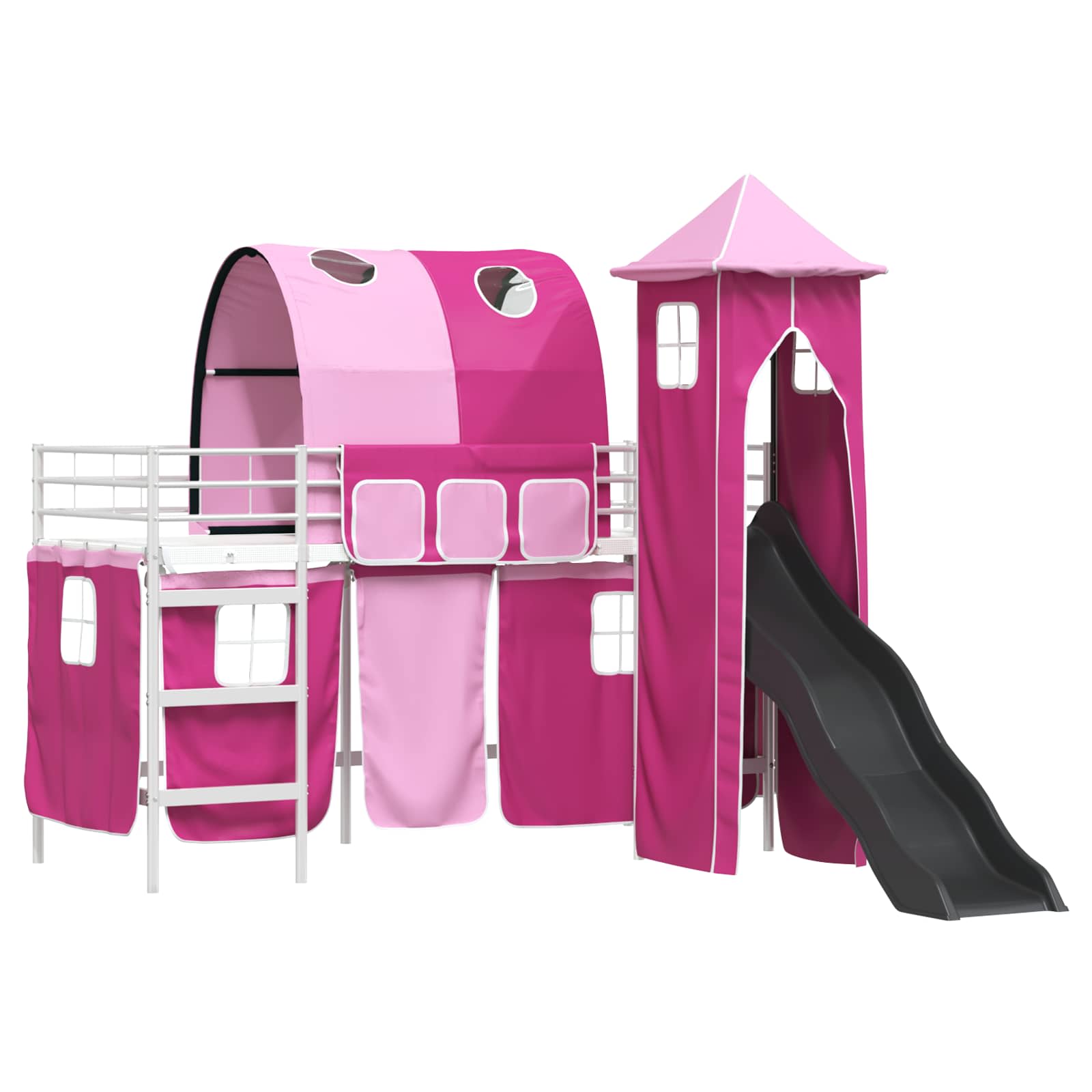 Struttura del letto loft per bambini Bianco e Rosa Metallo