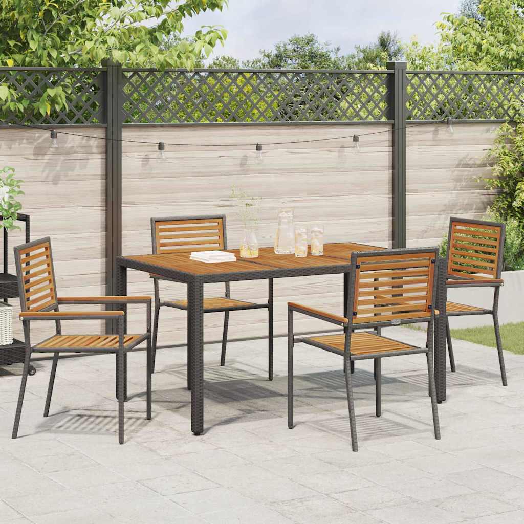 vidaXL Sedie impilabili da giardino 4 pcs Marrone e Nero