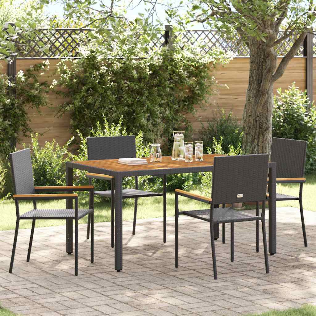 vidaXL Sedie impilabili da giardino 4 pcs Nero e Marrone