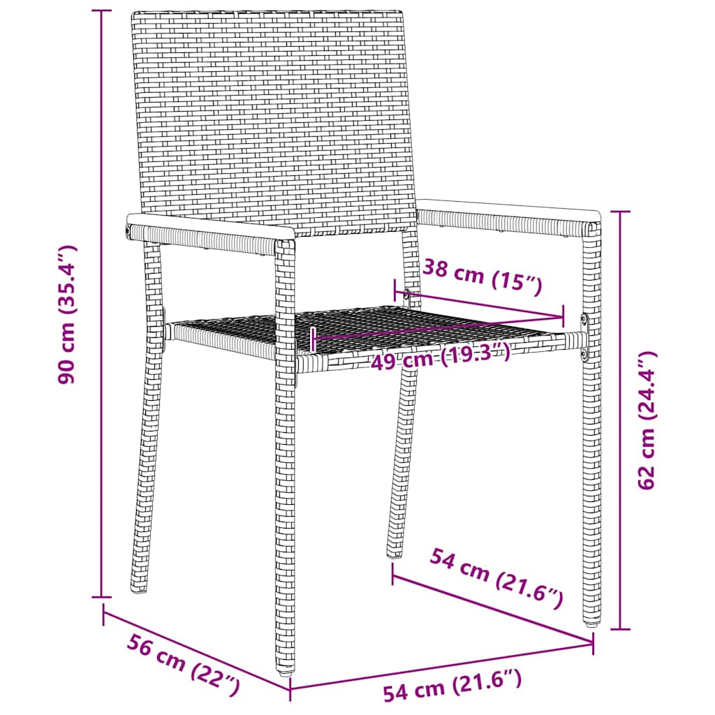 vidaXL Sedie impilabili da giardino 4 pcs Grigio e Marrone