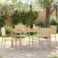 vidaXL Sedie impilabili da giardino 4 pcs Crema e Marrone