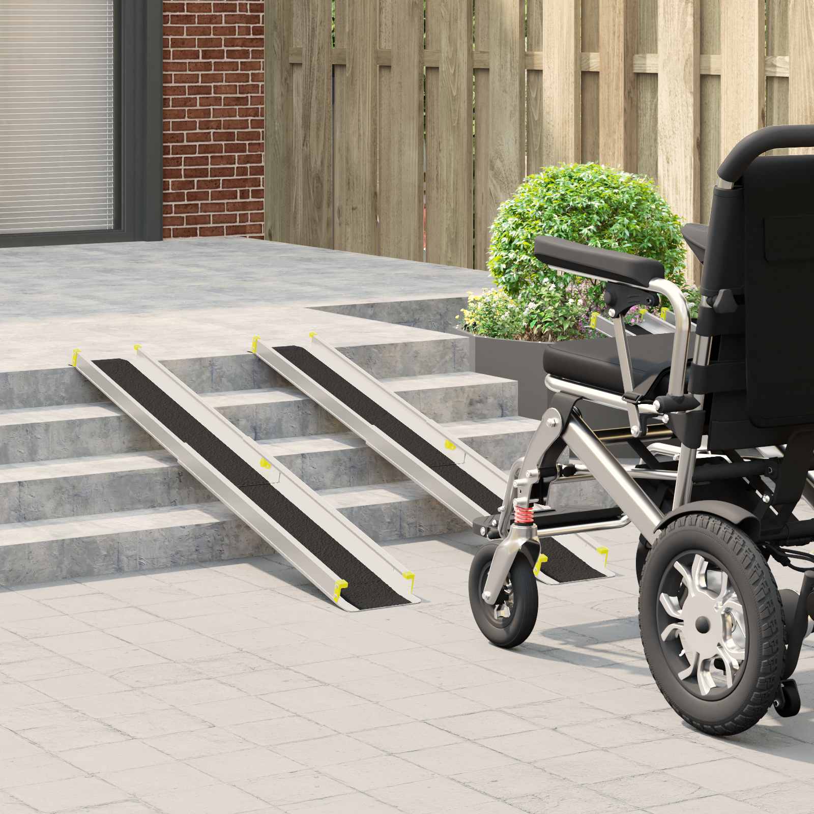 Rampa per Sedia a Rotelle 2 pcs Nero 152 x 19 x 5,5 cm 42021091