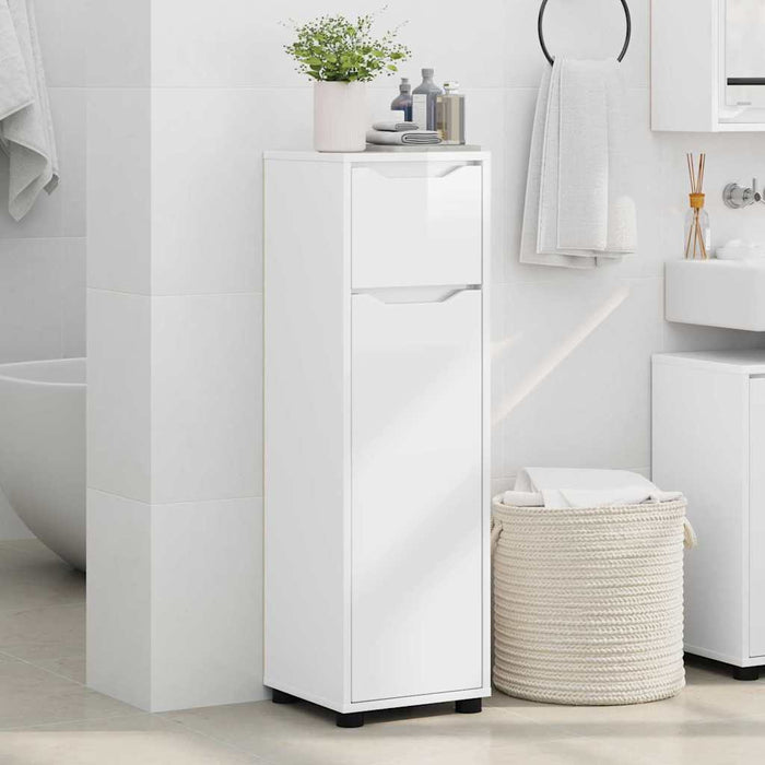 Mobile da Bagno con cassetto Bianco Lucido 30,5 x 30 x 101 cm 888741