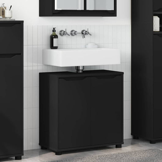 Mobile per lavabo da bagno-Armadietto da bagno con lo scaffale Nero 60 x 30 x 60 cm