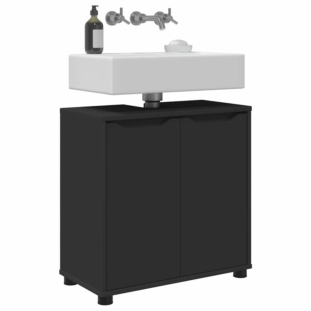 Mobile per lavabo da bagno-Armadietto da bagno con lo scaffale Nero 60 x 30 x 60 cm