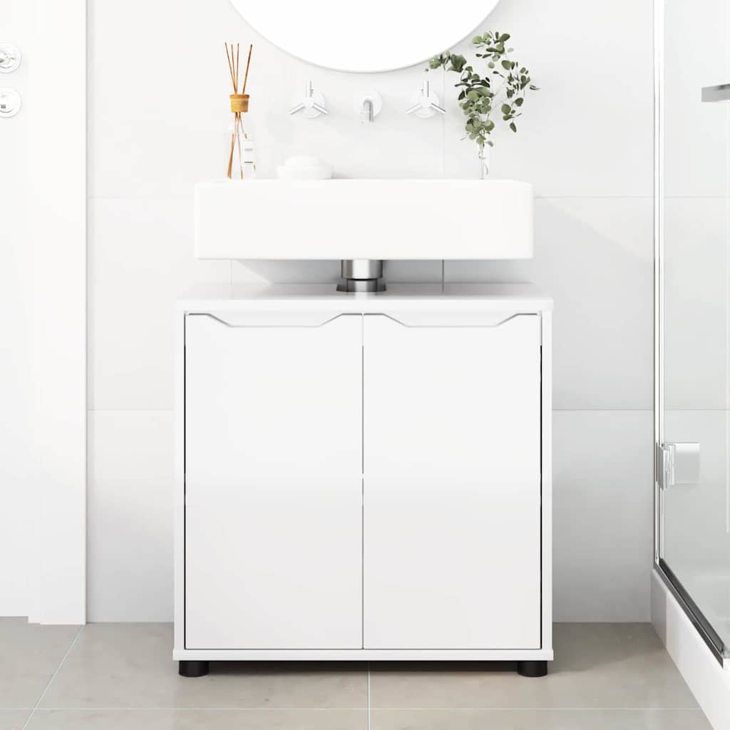 Mobile per lavabo da bagno Bianco Lucido 60 x 30 x 60 cm 888751
