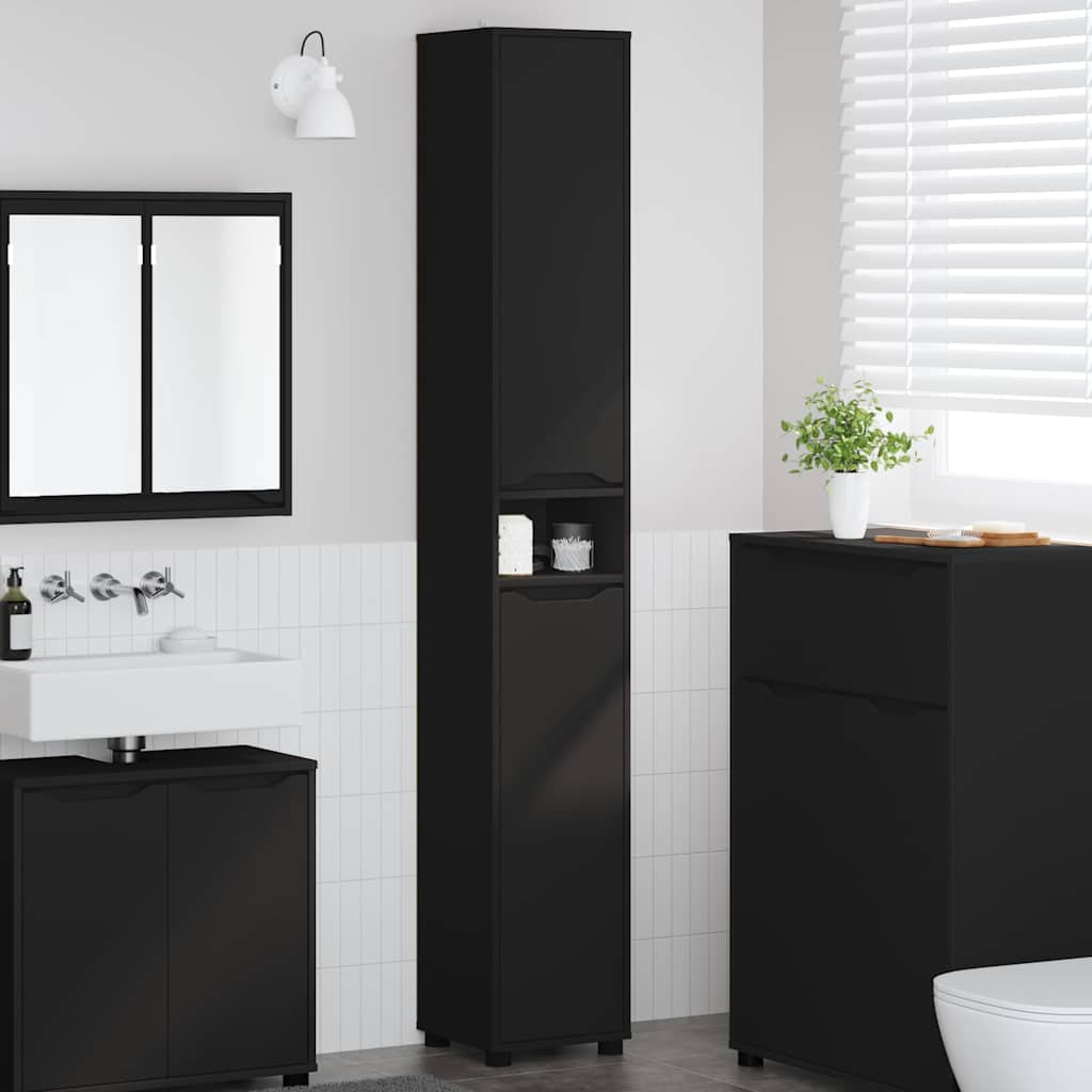 Mobile da Bagno Nero 30,5 x 30 x 195 cm Legno multistrato 888758