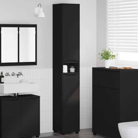 Mobile da Bagno Nero 30,5 x 30 x 195 cm Legno multistrato 888758