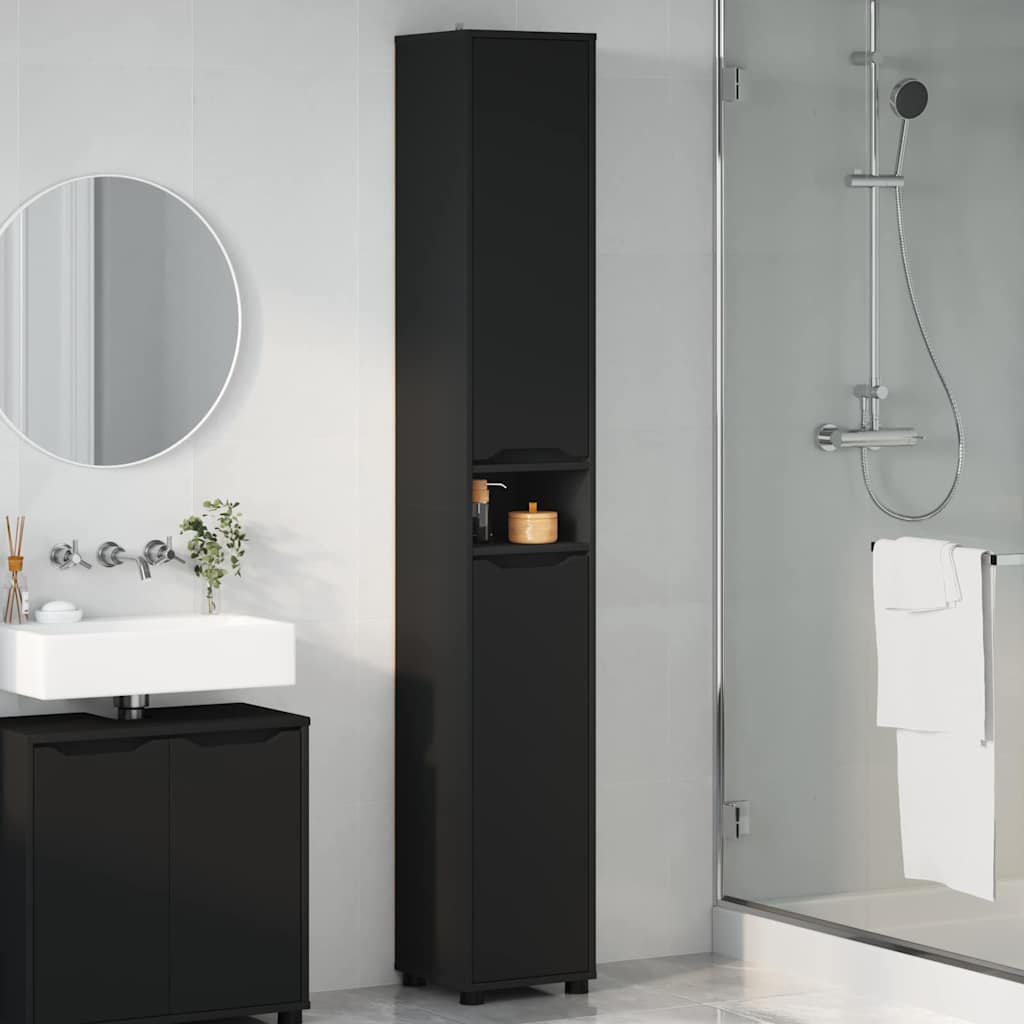 Mobile da Bagno Nero 30,5 x 30 x 195 cm Legno multistrato 888758