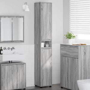 Mobile da Bagno con porta Grigio Sonoma 30,5 x 30 x 195 cm 888763