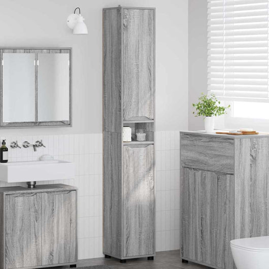 Mobile da Bagno con porta Grigio Sonoma 30,5 x 30 x 195 cm 888763