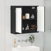 Mobiletto per specchio da bagno con porta Nero 60 x 20 x 60 cm 888778