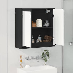 Mobiletto per specchio da bagno con porta Nero 60 x 20 x 60 cm 888778