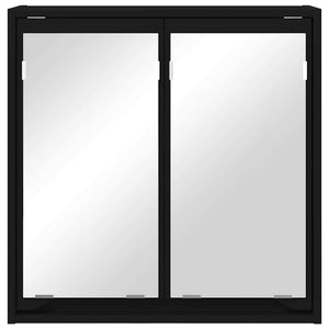 Mobiletto per specchio da bagno-Armadietto a Specchio da Bagno con porta Nero 60 x 20 x 60 cm