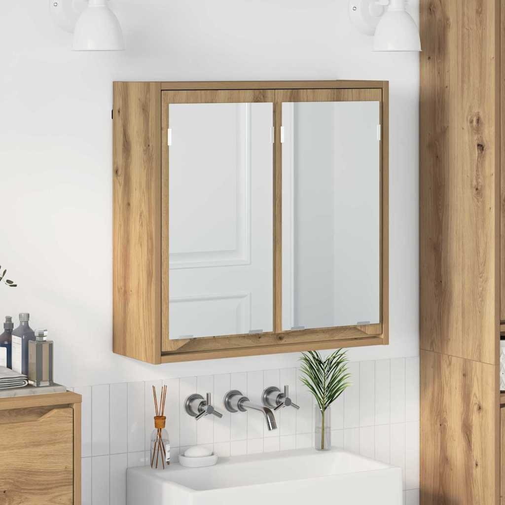 Mobiletto per specchio da bagno con porta Rovere artigianale 888786