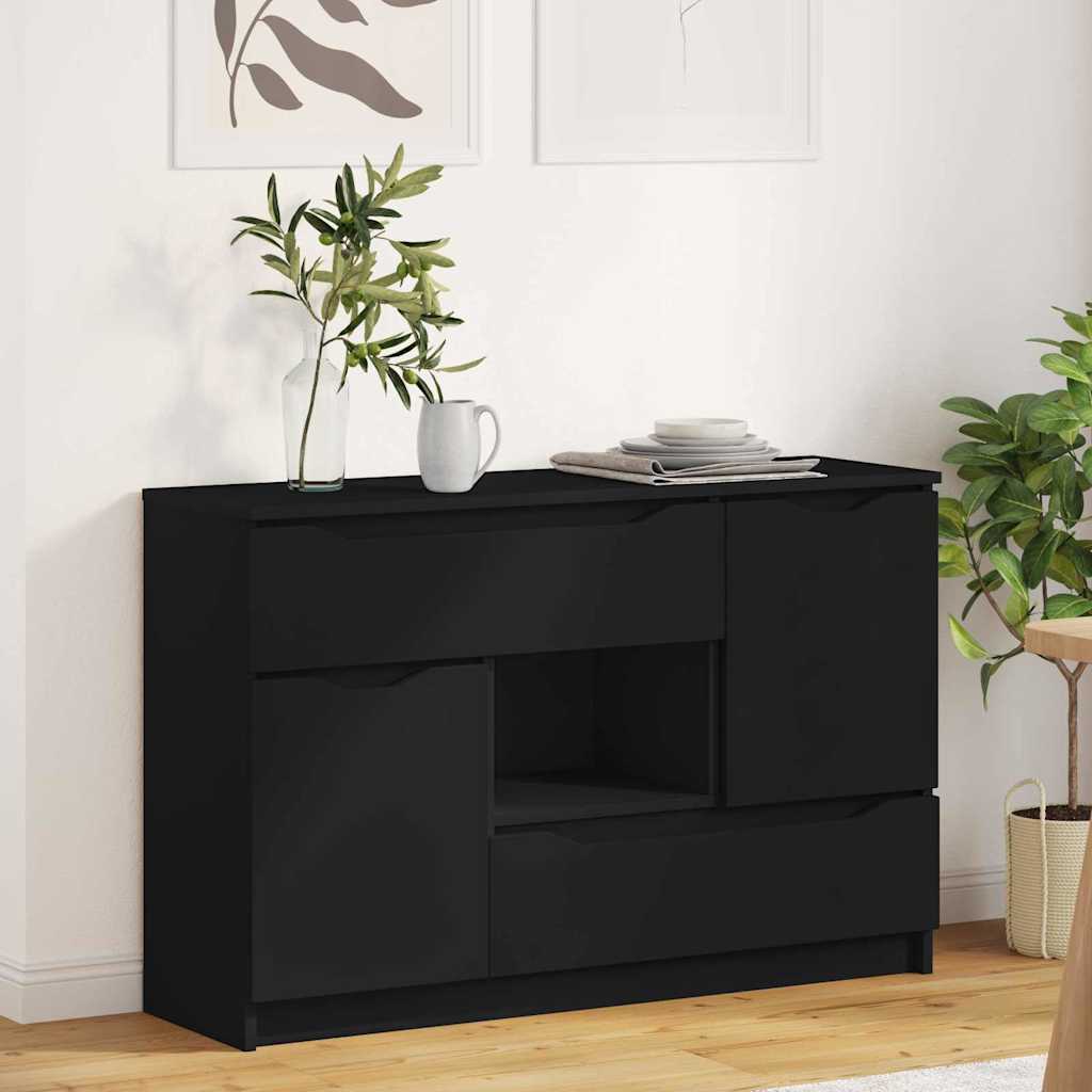 Credenza con cassetto Nero 100 x 30 x 65,6 Legno multistrato 888788