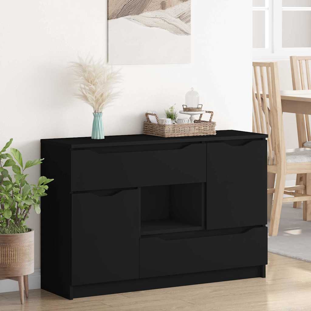 Credenza con cassetto Nero 100 x 30 x 65,6 Legno multistrato 888788