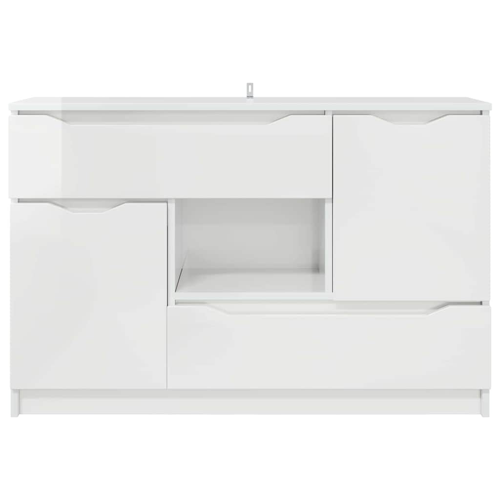 Credenza Bianco Lucido 100 x 30 x 65,6 Legno multistrato 888791