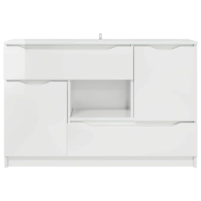 Credenza Bianco Lucido 100 x 30 x 65,6 Legno multistrato 888791