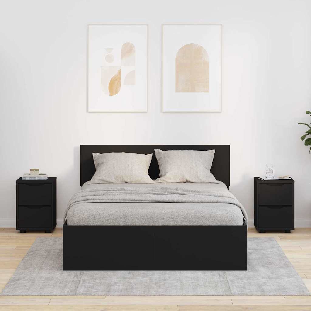 Comodini 2 pcs Nero 30,5 x 30 x 43 cm Legno multistrato 888800