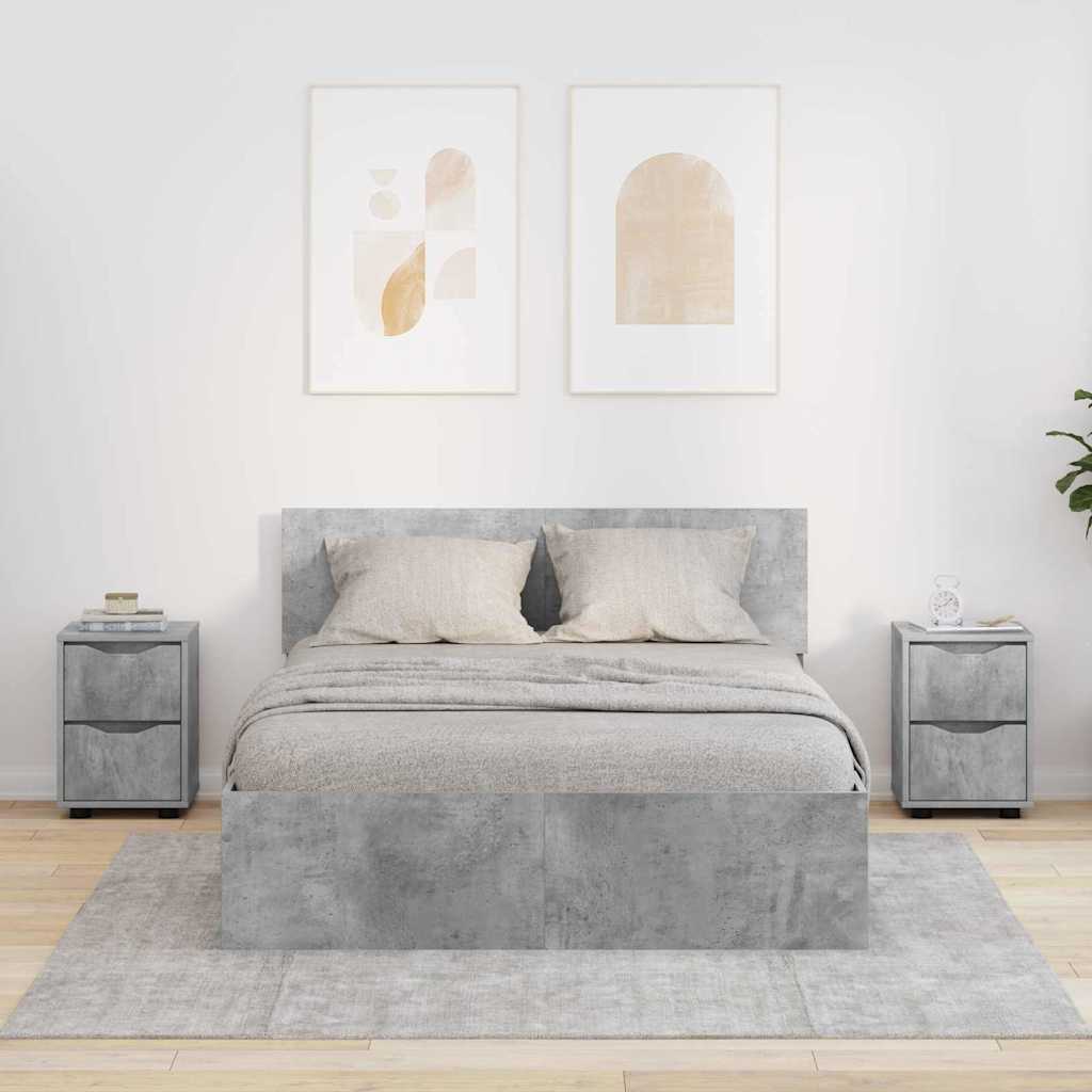 Comodini con cassetto 2 pcs Grigio cemento 30,5 x 30 x 43 cm 888804