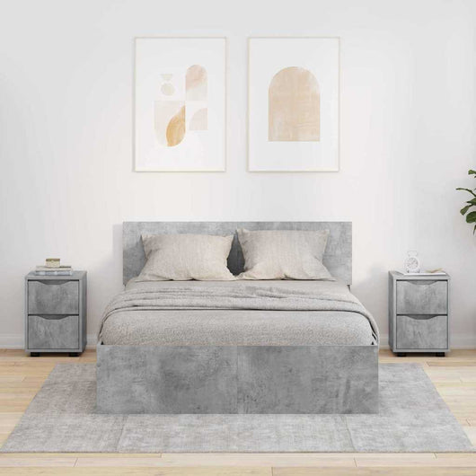 Comodini con cassetto 2 pz-Set di 2 Tavolino da notte Grigio cemento 30,5 x 30 x 43 cm