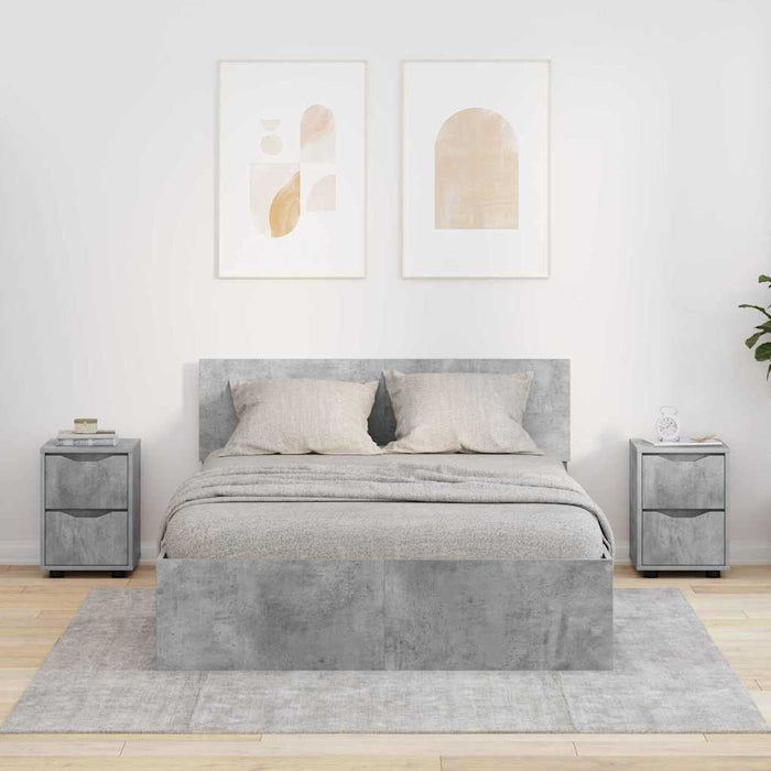 Comodini con cassetto 2 pz-Set di 2 Tavolino da notte Grigio cemento 30,5 x 30 x 43 cm