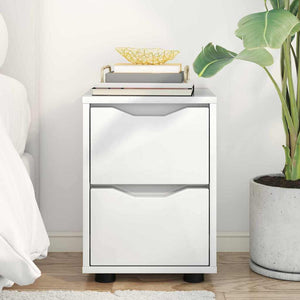 Comodino Bianco Lucido 30,5 x 30 x 43 cm Legno multistrato 888805