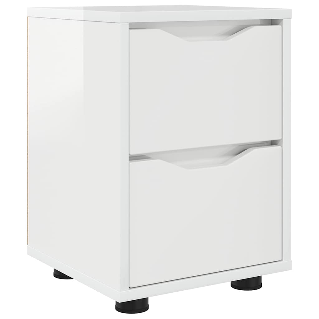 Comodino Bianco Lucido 30,5 x 30 x 43 cm Legno multistrato 888805