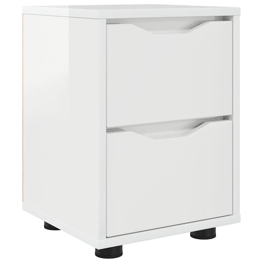 Comodino Bianco Lucido 30,5 x 30 x 43 cm Legno multistrato 888805