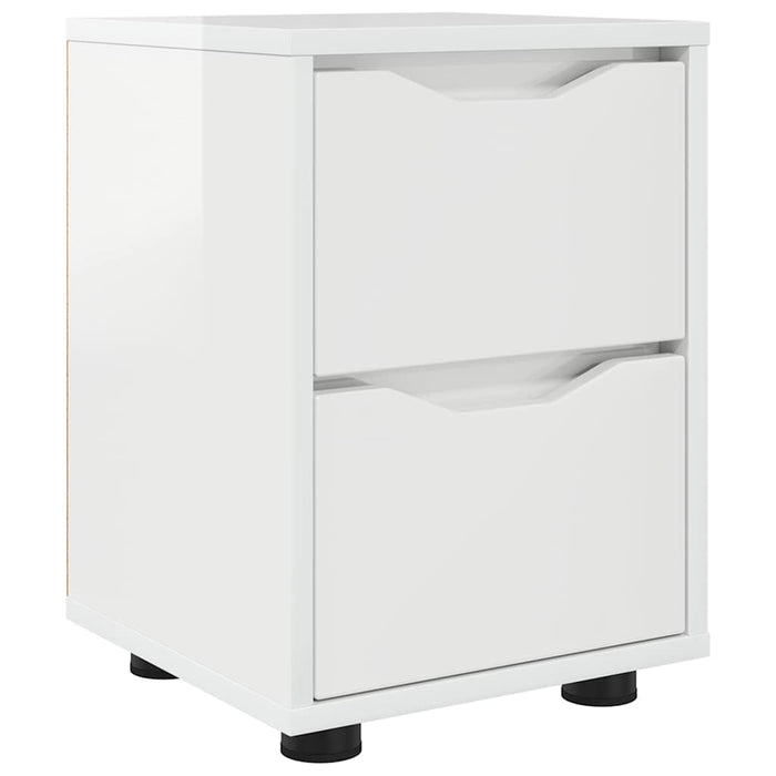 Comodino Bianco Lucido 30,5 x 30 x 43 cm Legno multistrato 888805