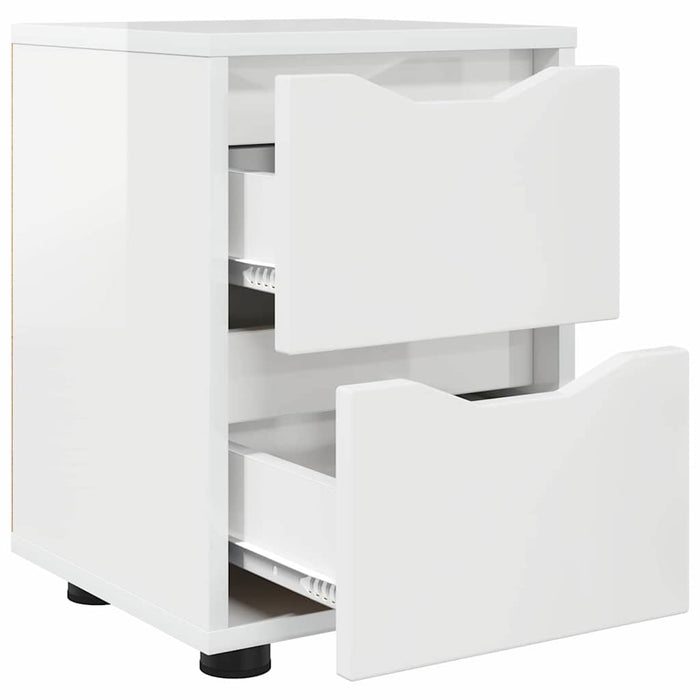 Comodino Bianco Lucido 30,5 x 30 x 43 cm Legno multistrato 888805