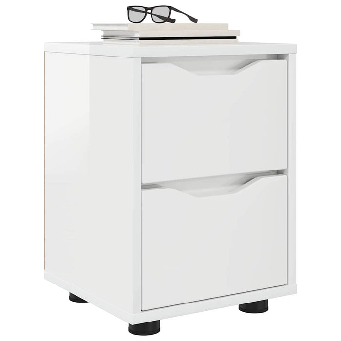 Comodino Bianco Lucido 30,5 x 30 x 43 cm Legno multistrato 888805