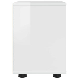 Comodino Bianco Lucido 30,5 x 30 x 43 cm Legno multistrato 888805