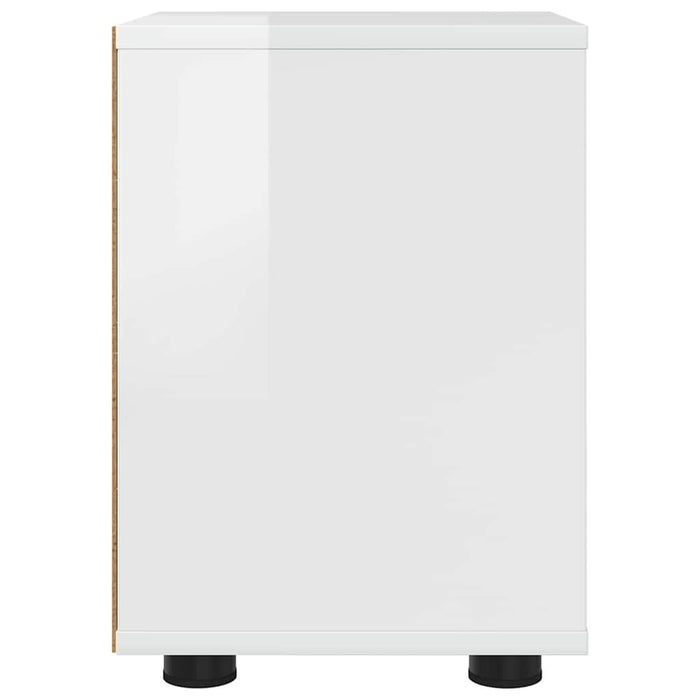 Comodino Bianco Lucido 30,5 x 30 x 43 cm Legno multistrato 888805