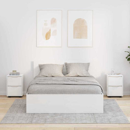 Comodini con cassetto 2 pcs Bianco Lucido 30,5 x 30 x 43 cm 888806