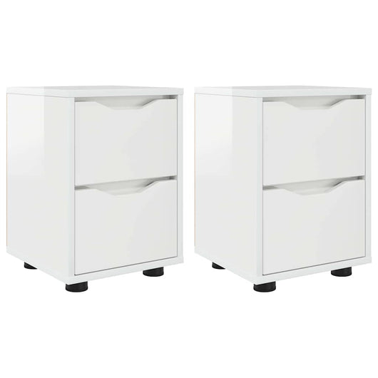 Comodini con cassetto 2 pz-Set di 2 Tavolino da notte Bianco Lucido 30,5 x 30 x 43 cm