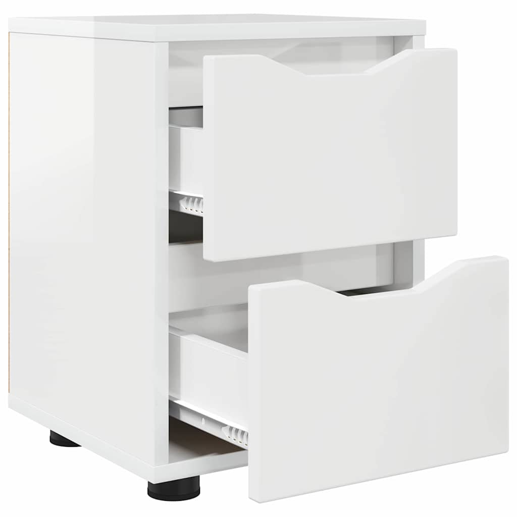 Comodini con cassetto 2 pz-Set di 2 Tavolino da notte Bianco Lucido 30,5 x 30 x 43 cm