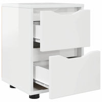 Comodini con cassetto 2 pz-Set di 2 Tavolino da notte Bianco Lucido 30,5 x 30 x 43 cm