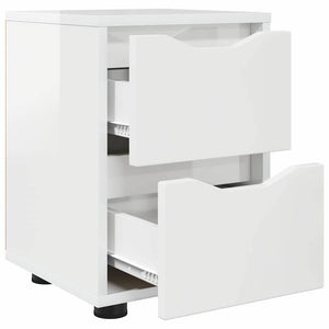 Comodini con cassetto 2 pz-Set di 2 Tavolino da notte Bianco Lucido 30,5 x 30 x 43 cm