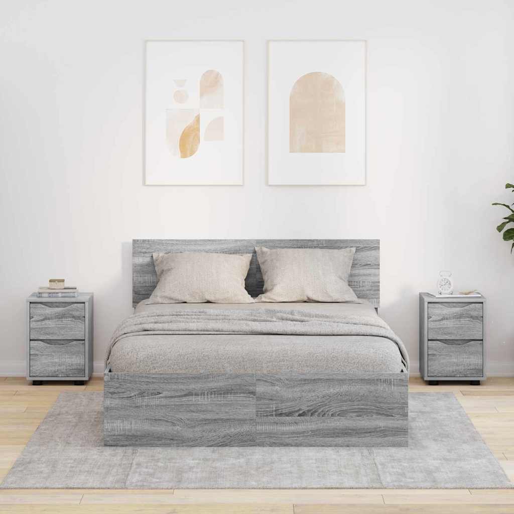 Comodini con cassetto 2 pz-Set di 2 Tavolino da notte Grigio Sonoma 30,5 x 30 x 43 cm